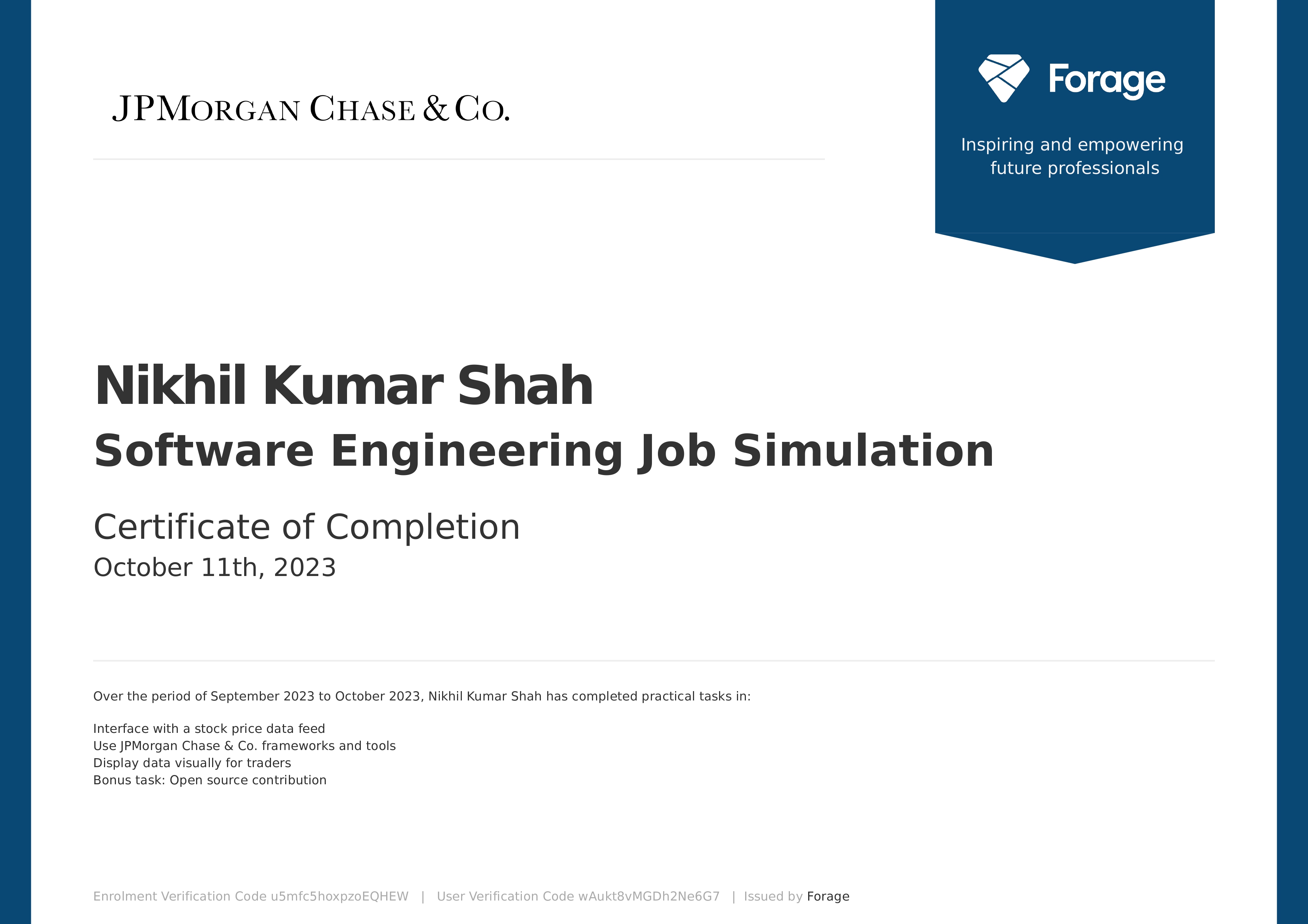 Software Engineering Experience at J.P. Morgan